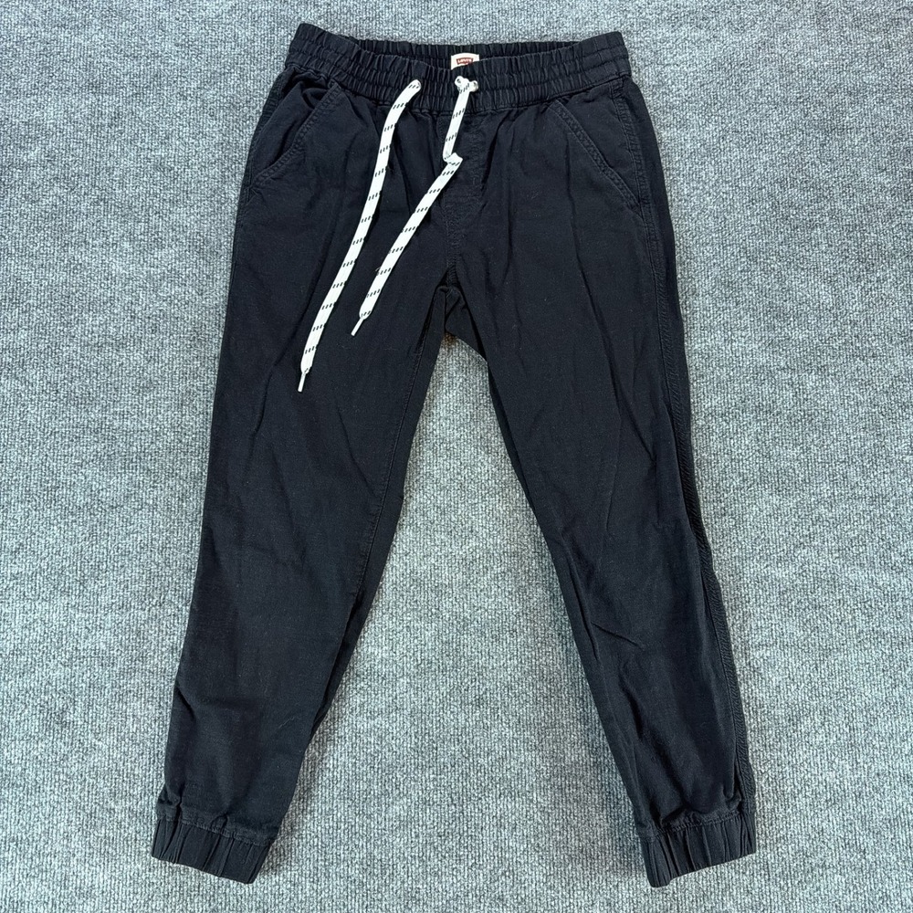 Levis Womens Jogger Pants Black Elastic Waist Drawstring XS Streetwear Casual